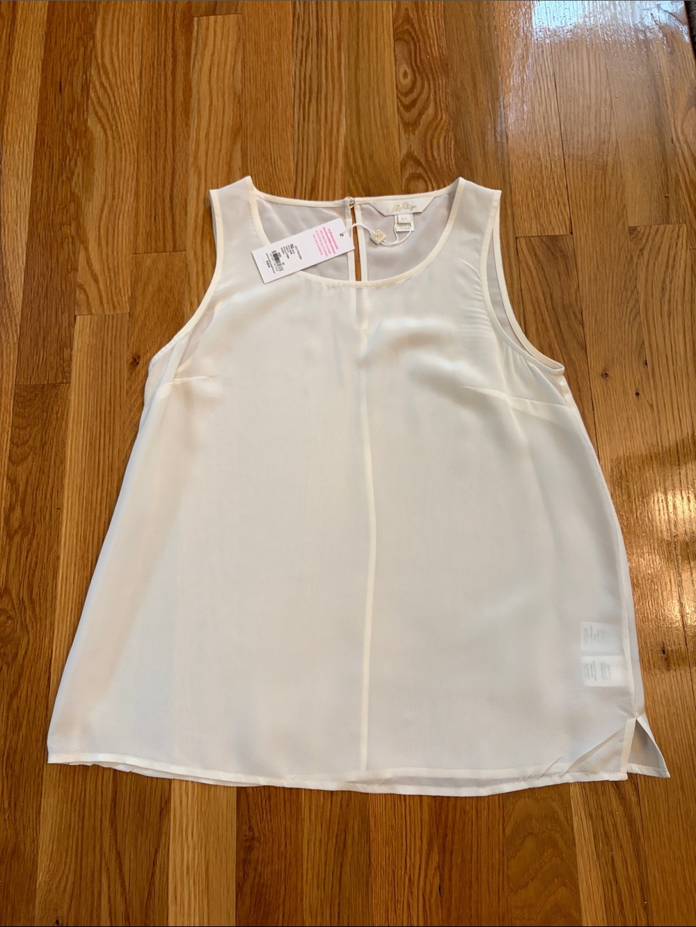 Lilly Pulitzer Cream Sleeveless Silk Blouse